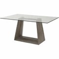 Armenartfurniture Bravo Contemporary Dining Table In Dark Sonoma Base With Clear Glass Top LCBRDIGLTO